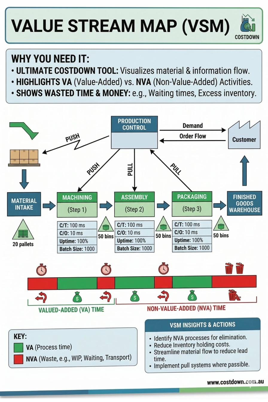 Value Stream Map — Identifying Value-Added vs Non-Value-Added Time