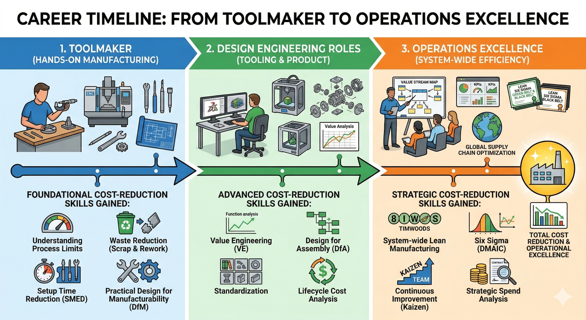 Career Progression Timeline — From Toolmaker to Operational Excellence