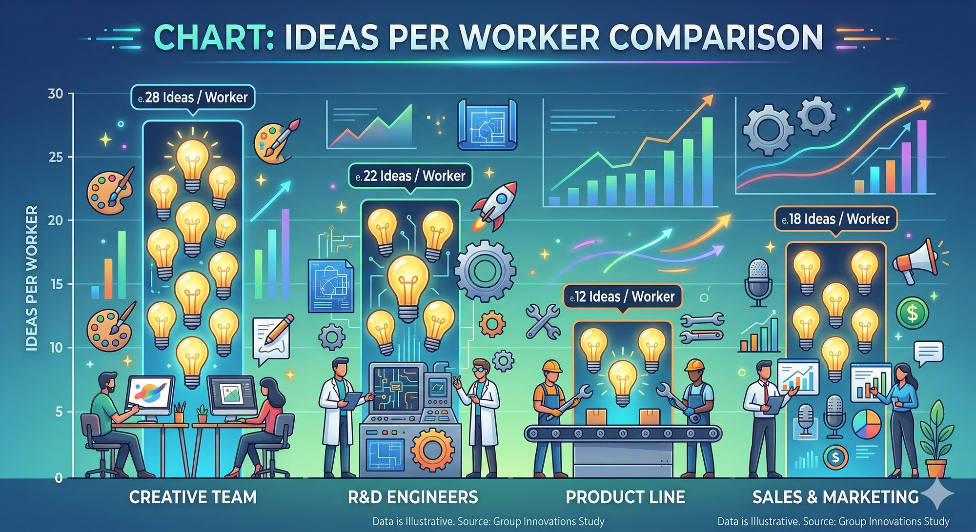 Chart: Improvement ideas per worker — Toyota vs typical manufacturers